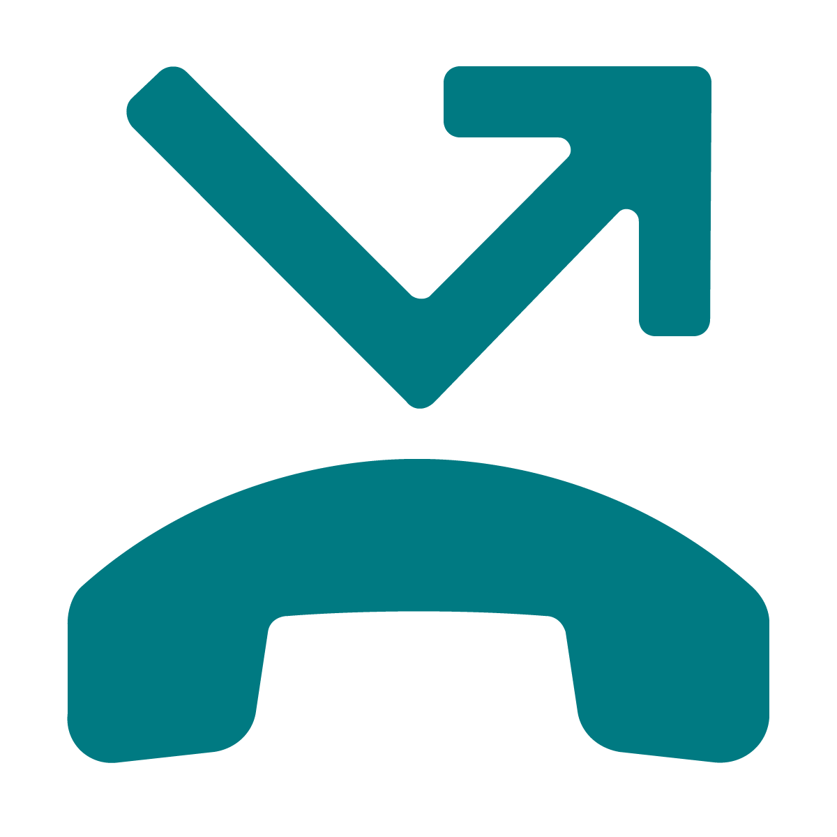 blue green Divert arrow and phone
